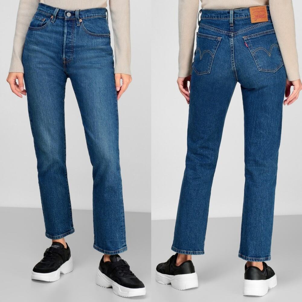 Levi’s 501 Charleston Outlasted Blue 36200-0157 Straight Leg High Rise Crop Jean